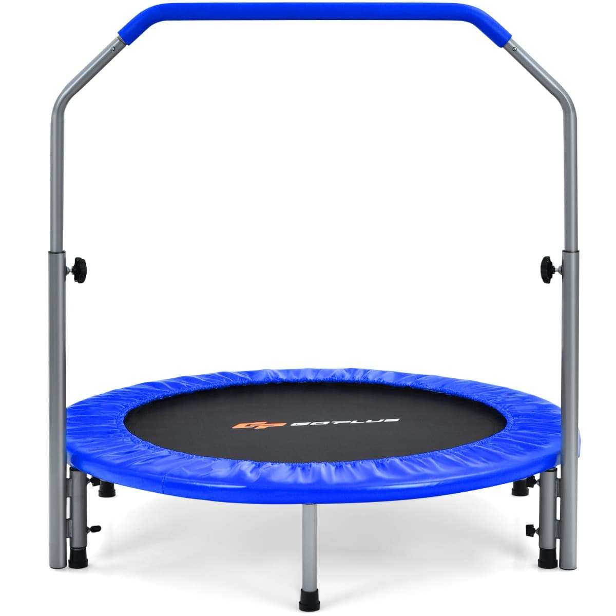 CostwayTrampoline de Fitness Pliable 101 cm avec Main Courante en Mousse Hauteur Réglable sur 4 Niveaux Charge 150 kg pour Adultes